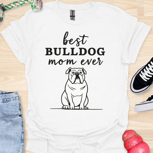 Best bulldog mom ever - V4 - Line Draw T-Shirt